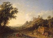 Jacob Philipp Hackert Landschaft mit Tempelruinen auf Sizilien oil on canvas